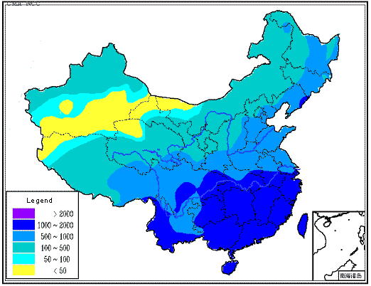rainfall of china